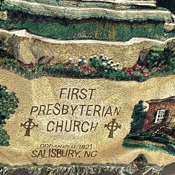 Decorative Blanket Throw Afghan Woven First Presbyterian Church Salisbury NC - Picture 3 of 4